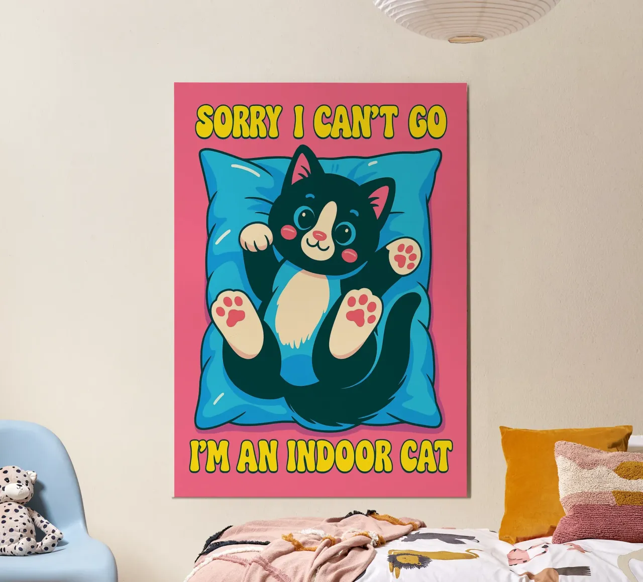 Mi dispiace di non poter venire, sono un gatto di casa poster con telaio in legno da bojoonxs
