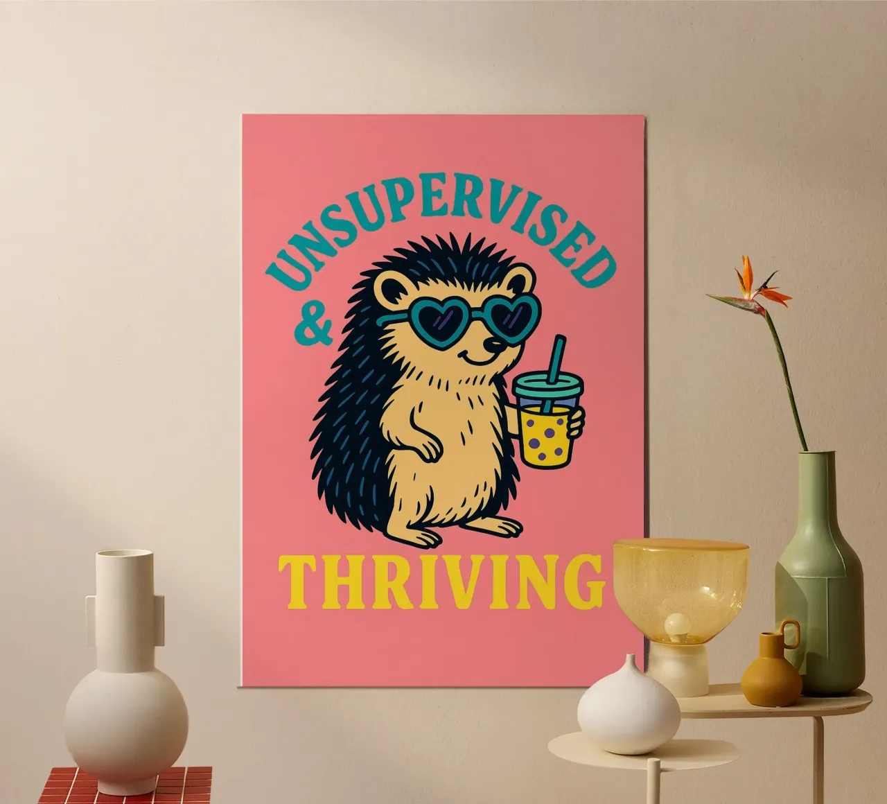 unsupervised and thriving hedgehog poster by bojoonxs