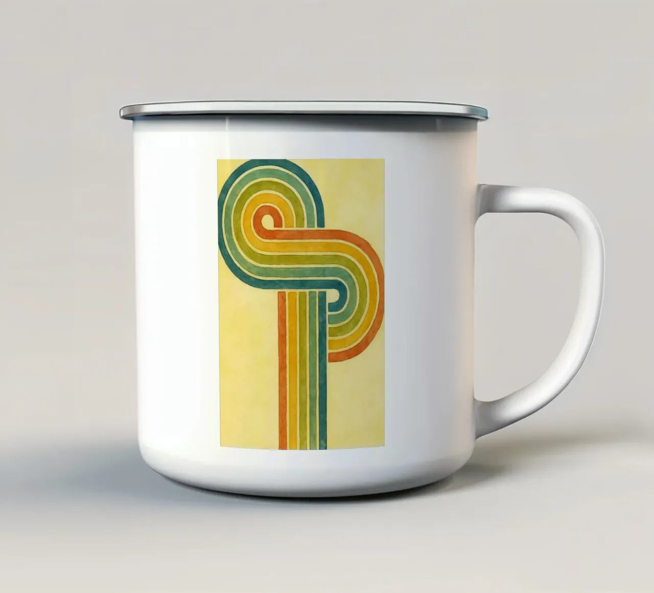 linea astratta pittura colorata tazza in smalto da mompunks