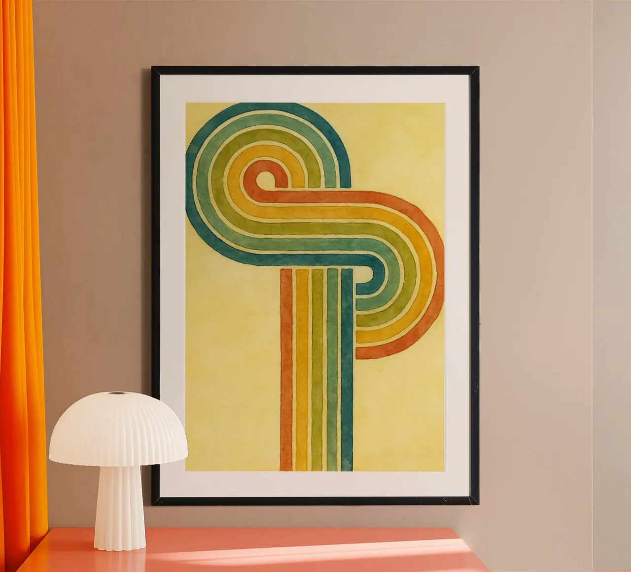 linea astratta pittura colorata poster con telaio in alluminio da mompunks