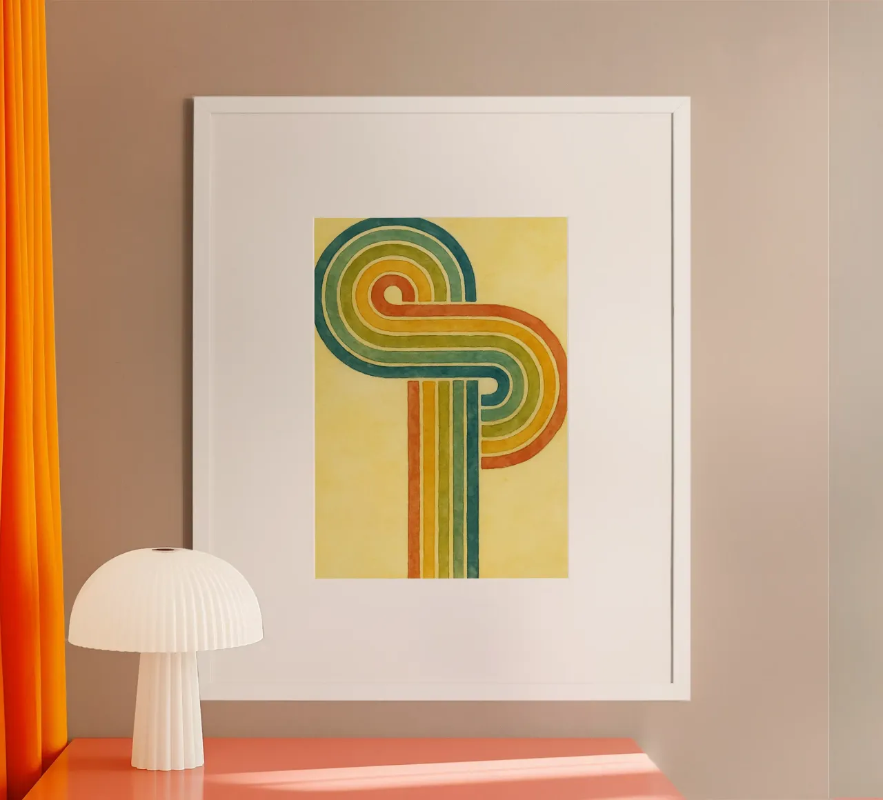 linea astratta pittura colorata poster con telaio in alluminio da mompunks