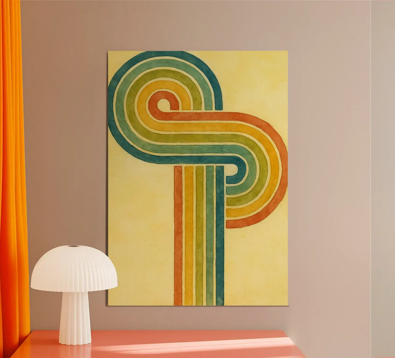 linea astratta pittura colorata poster con telaio in alluminio da mompunks