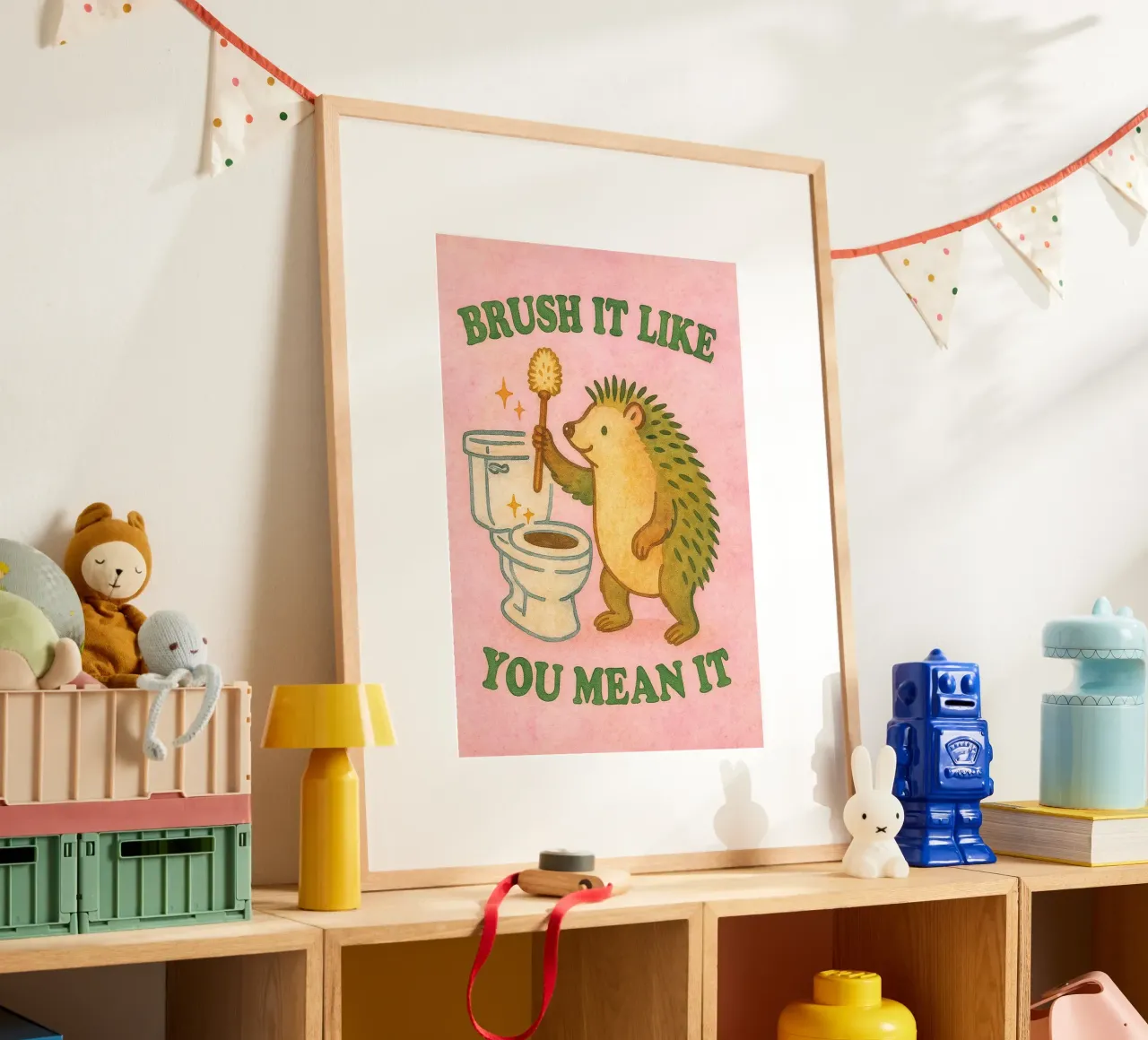spazzola come se fosse un riccio poster da mompunks