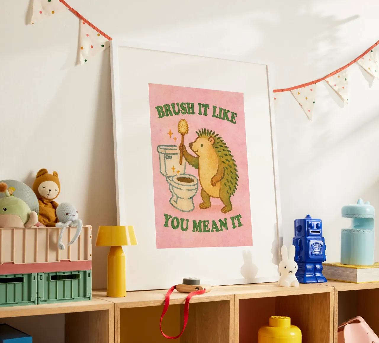 spazzola come se fosse un riccio poster da mompunks
