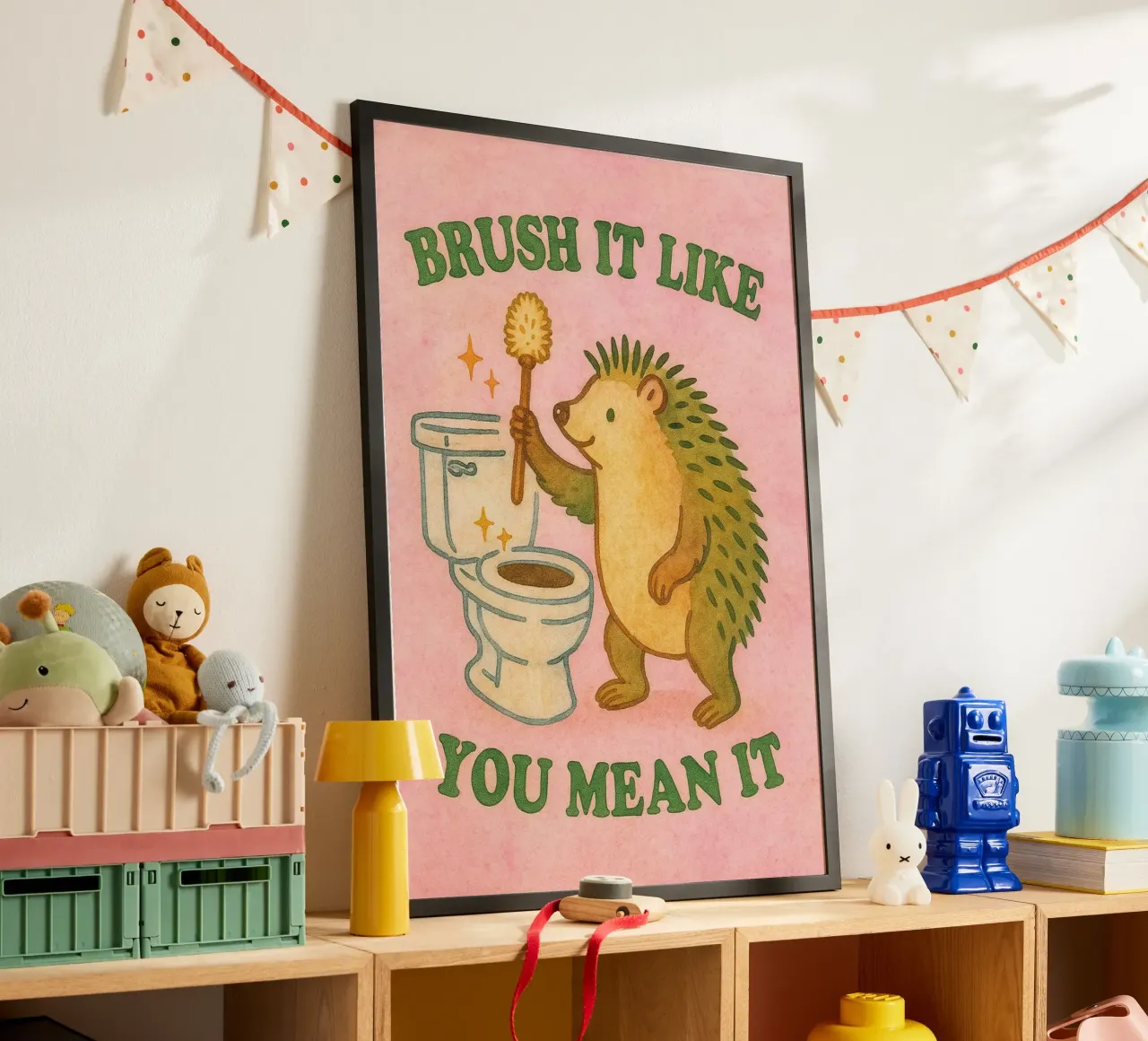 spazzola come se fosse un riccio poster da mompunks