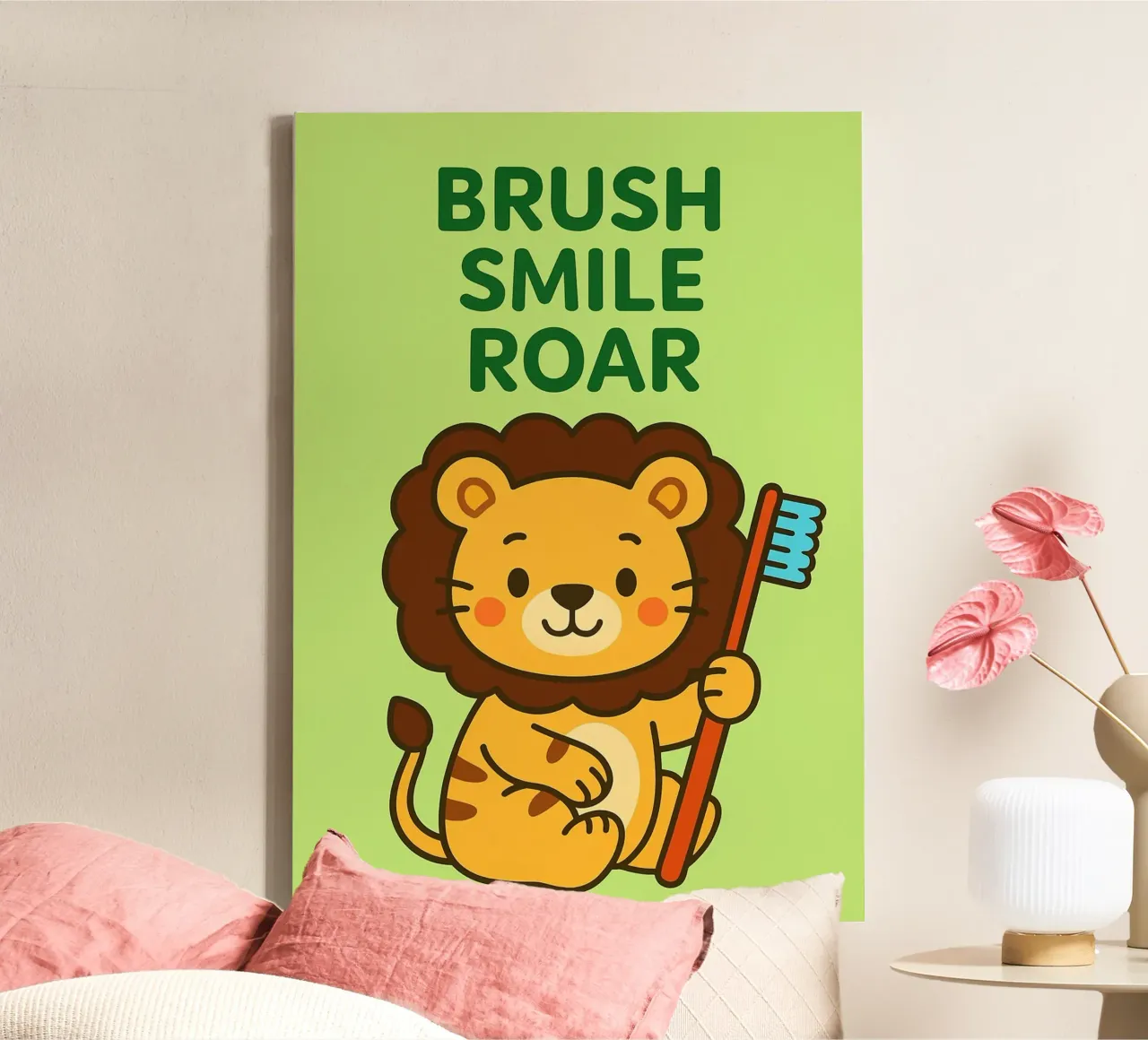 brush smile roaar canvas with Floater frame by mompunks