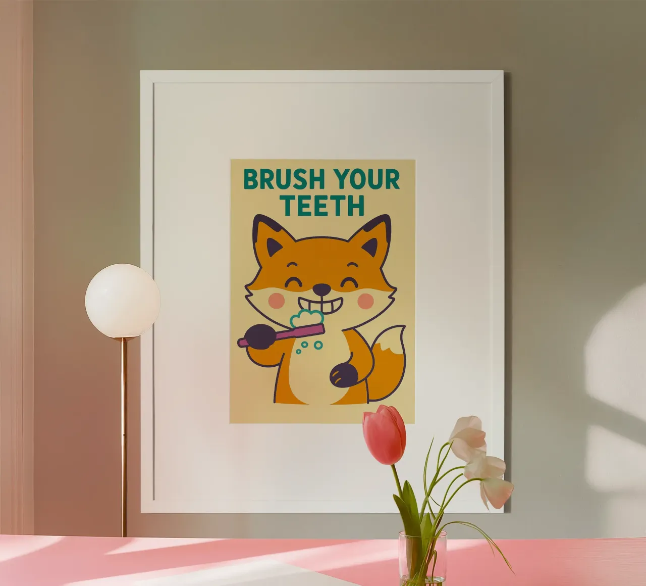 spazzola sorriso ruggito poster con telaio in alluminio da mompunks