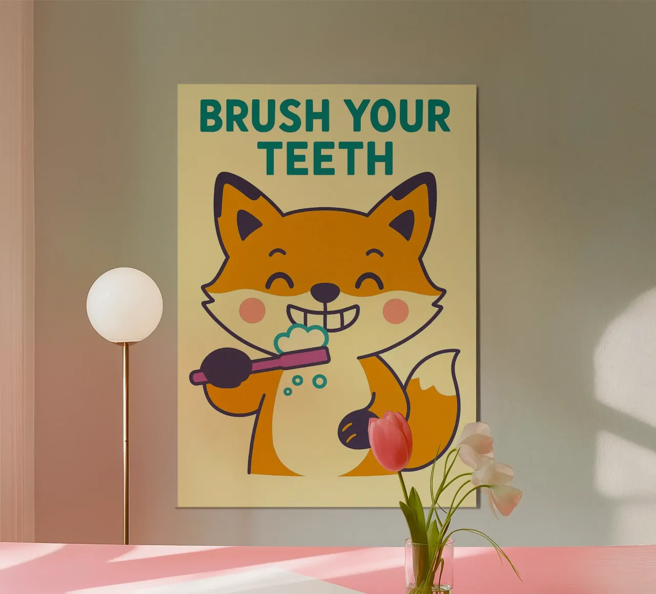 spazzola sorriso ruggito poster con telaio in alluminio da mompunks