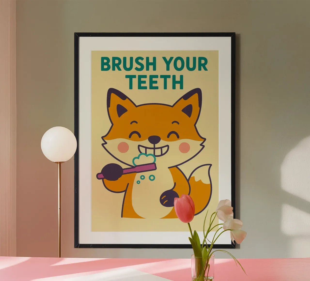 spazzola sorriso ruggito poster con telaio in alluminio da mompunks