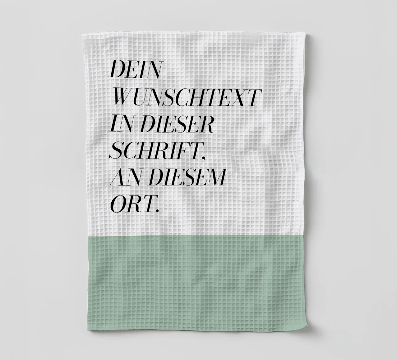 Wunschtext - geometrisch grün canovaccio da cucina da WORTSPIEL