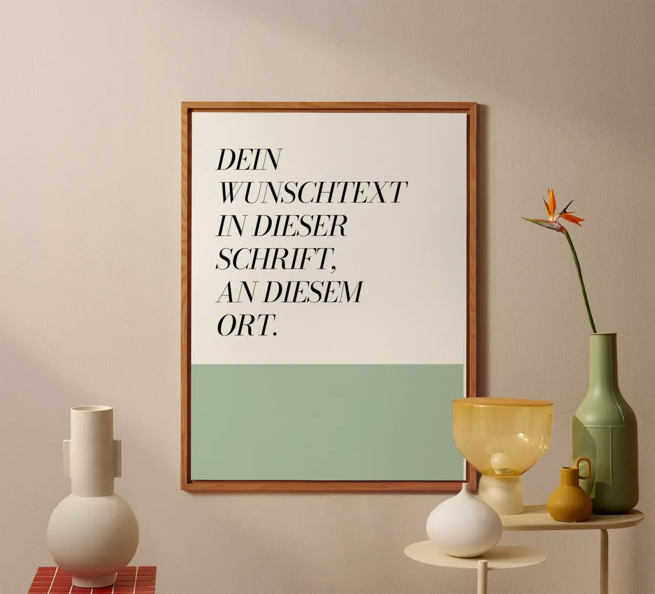 Wunschtext - geometrisch grün alu dibond de WORTSPIEL