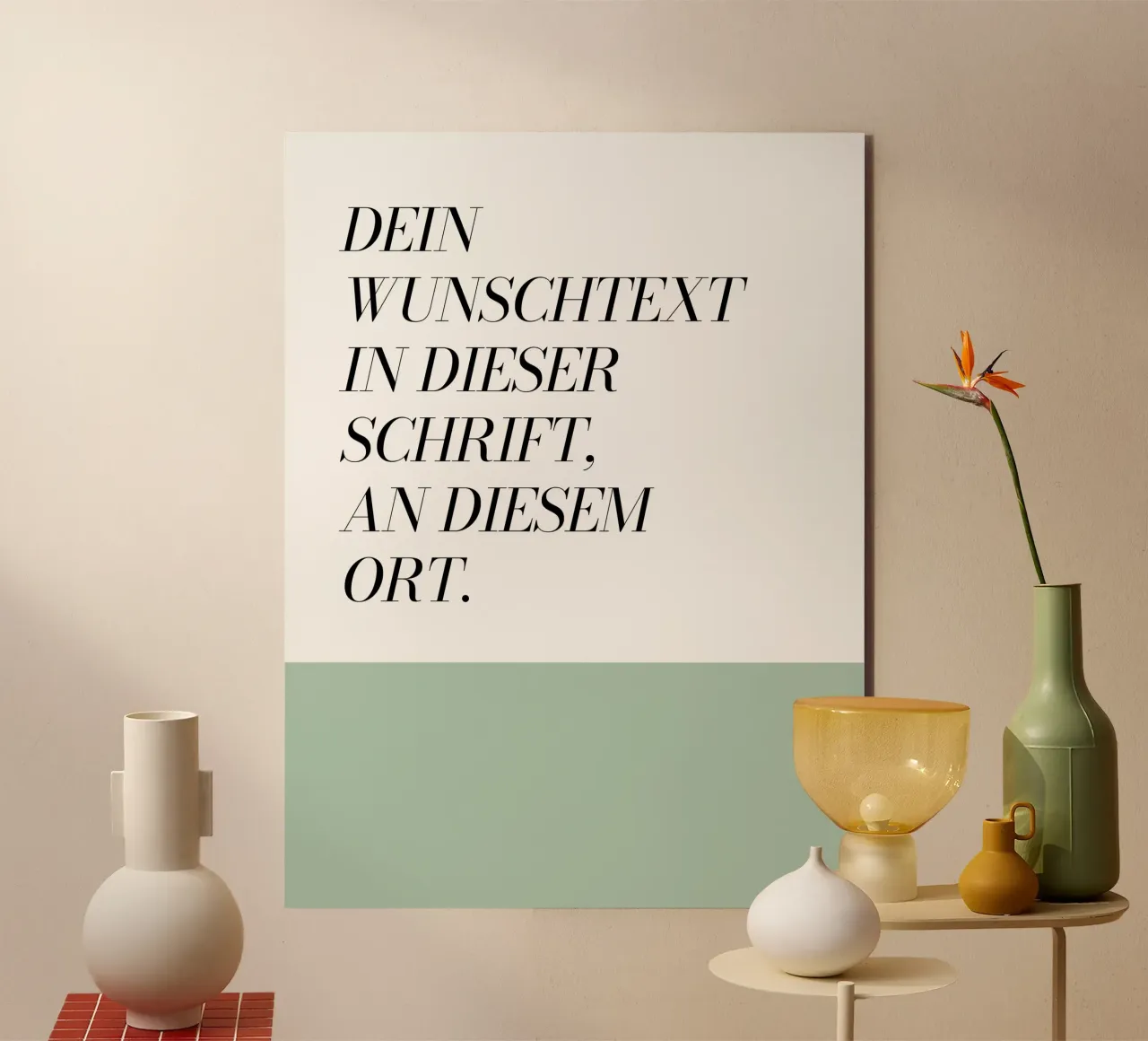 Wunschtext - geometrisch grün alu dibond de WORTSPIEL