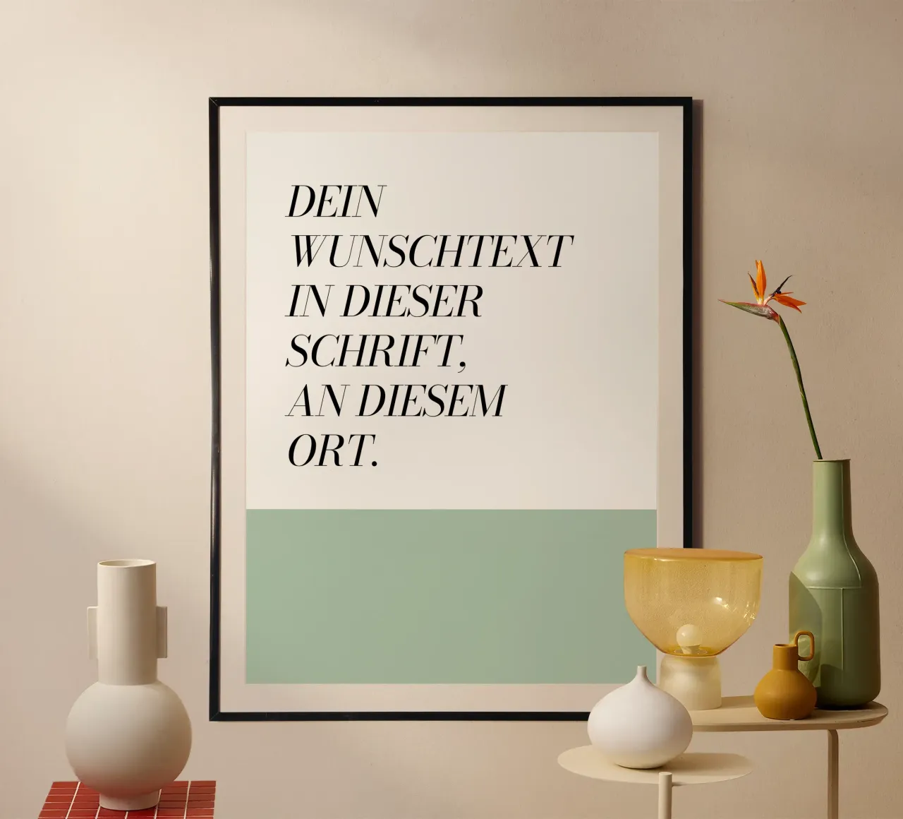 Wunschtext - geometrisch grün carta hahnemühle da WORTSPIEL
