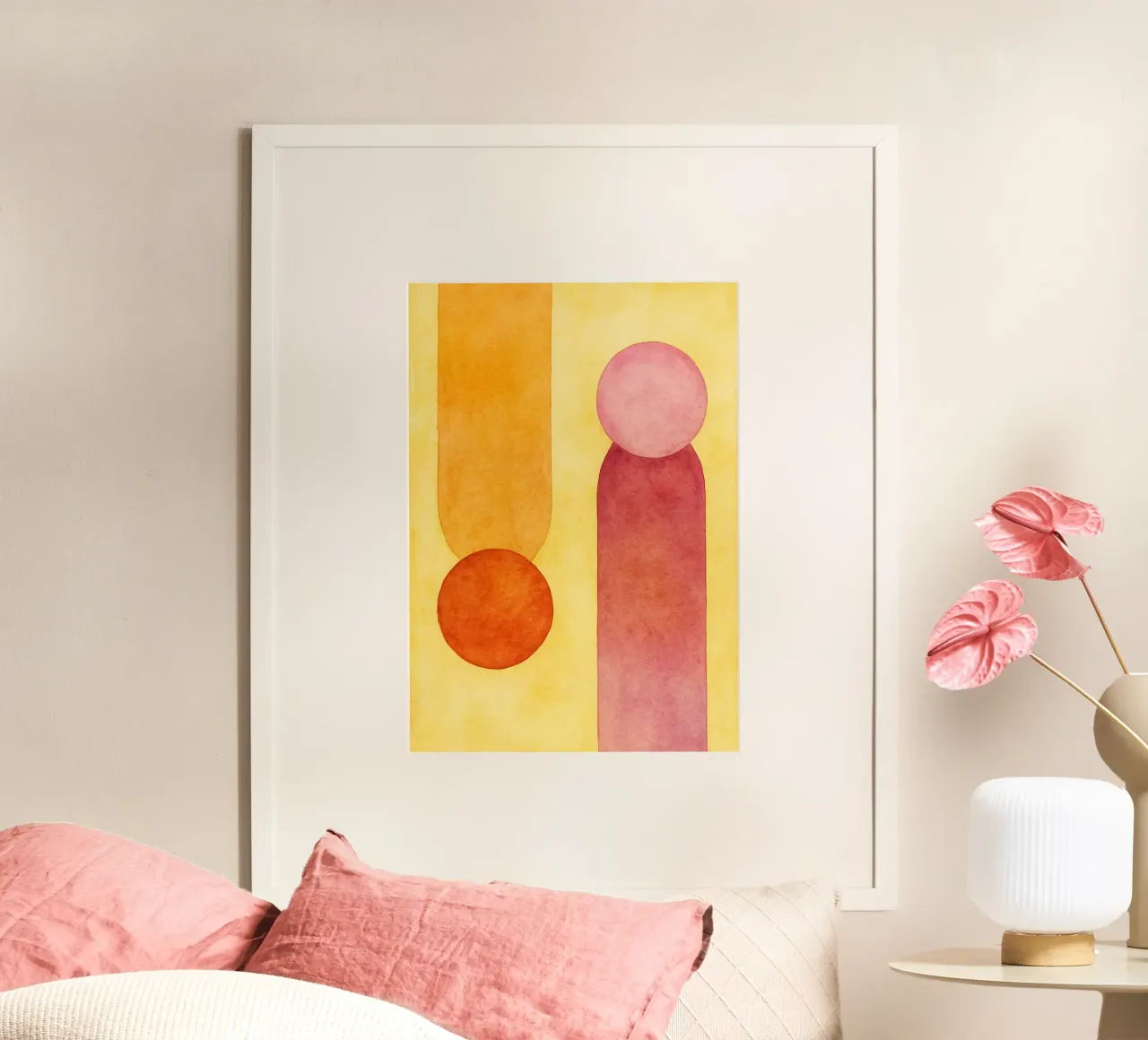 cerchio linea pittura colorata poster con telaio in alluminio da mompunks