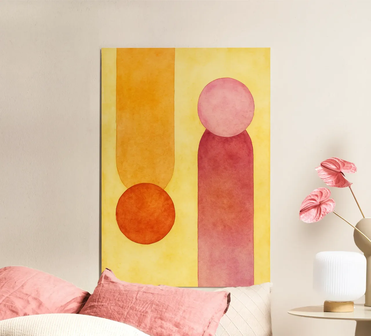 cerchio linea pittura colorata poster con telaio in alluminio da mompunks