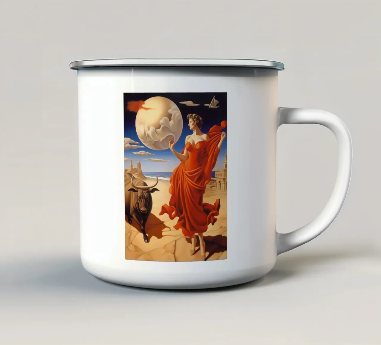 The woman and the bull tazza in smalto da Rebeca's World