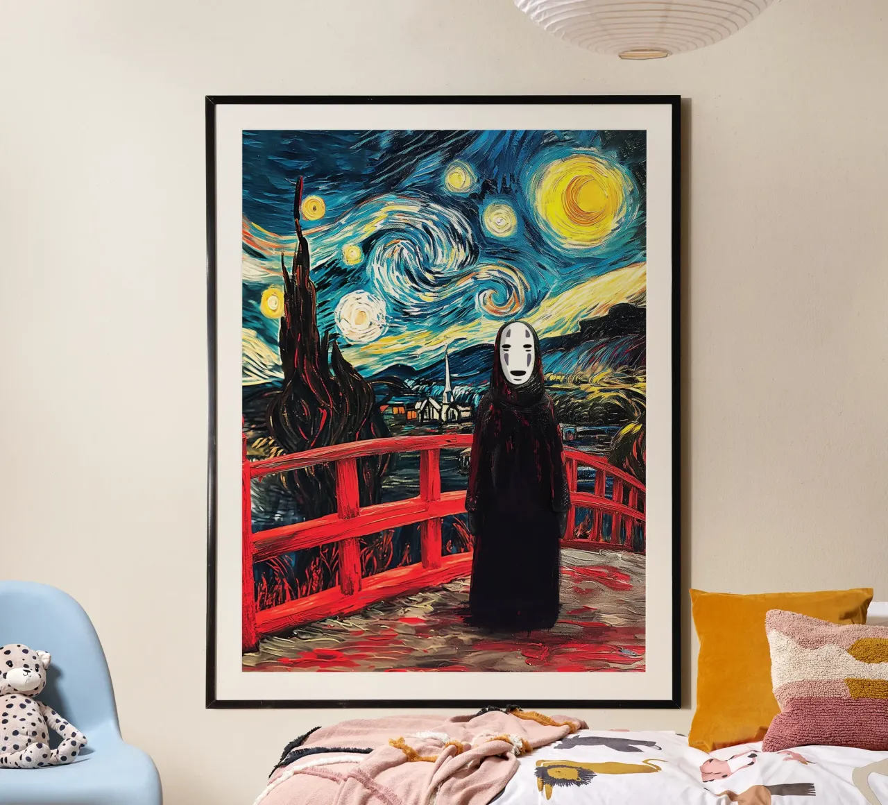 Kaonashi Van Gogh poster con telaio in alluminio da Junior Harrington