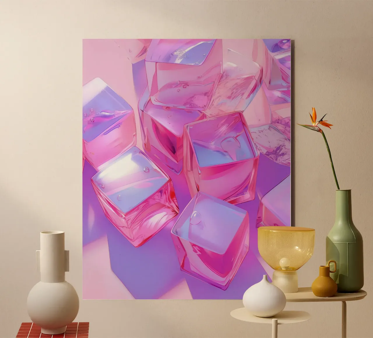 Pink Ice Cubes alu-dibond by treechild