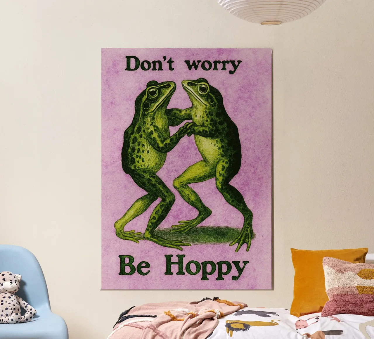 non preoccuparti, sii felice poster con telaio in plastica da mompunks