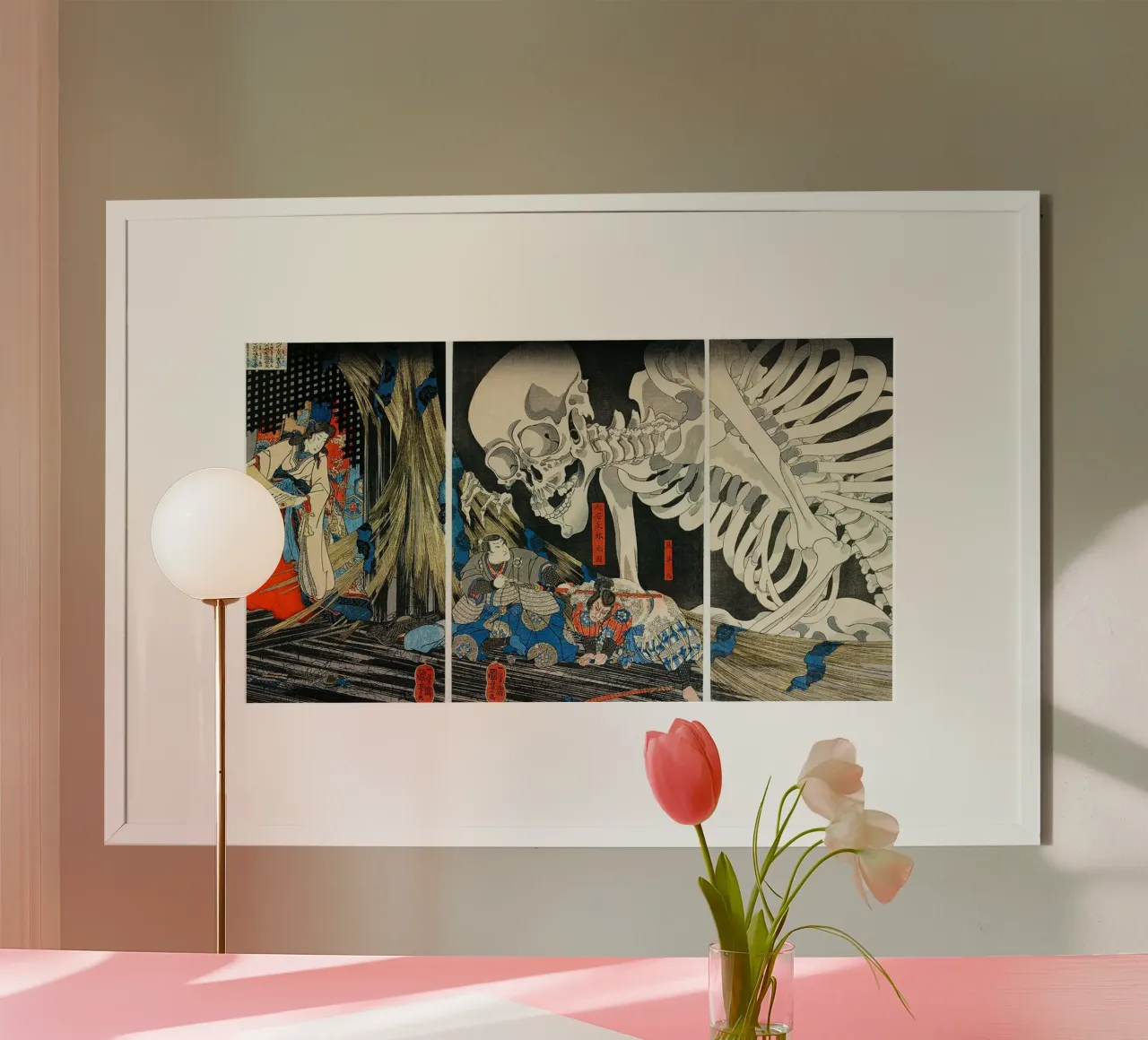 La strega Takiyasha e lo spettro dello scheletro poster con telaio in legno da Junior Harrington