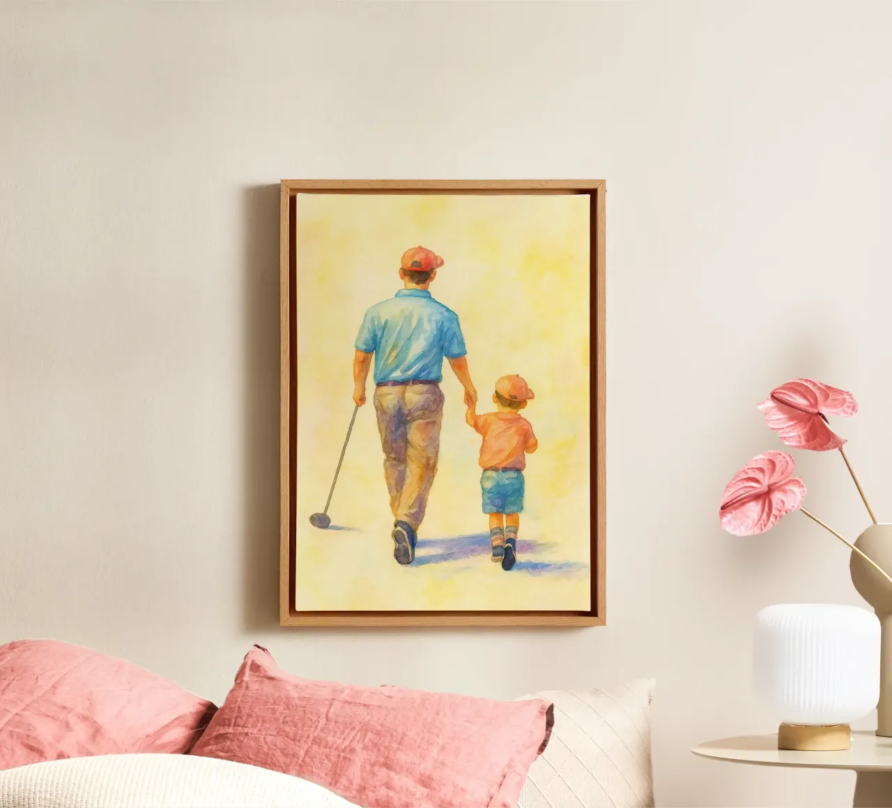 vader n zoon canvas met Baklijst van mompunks