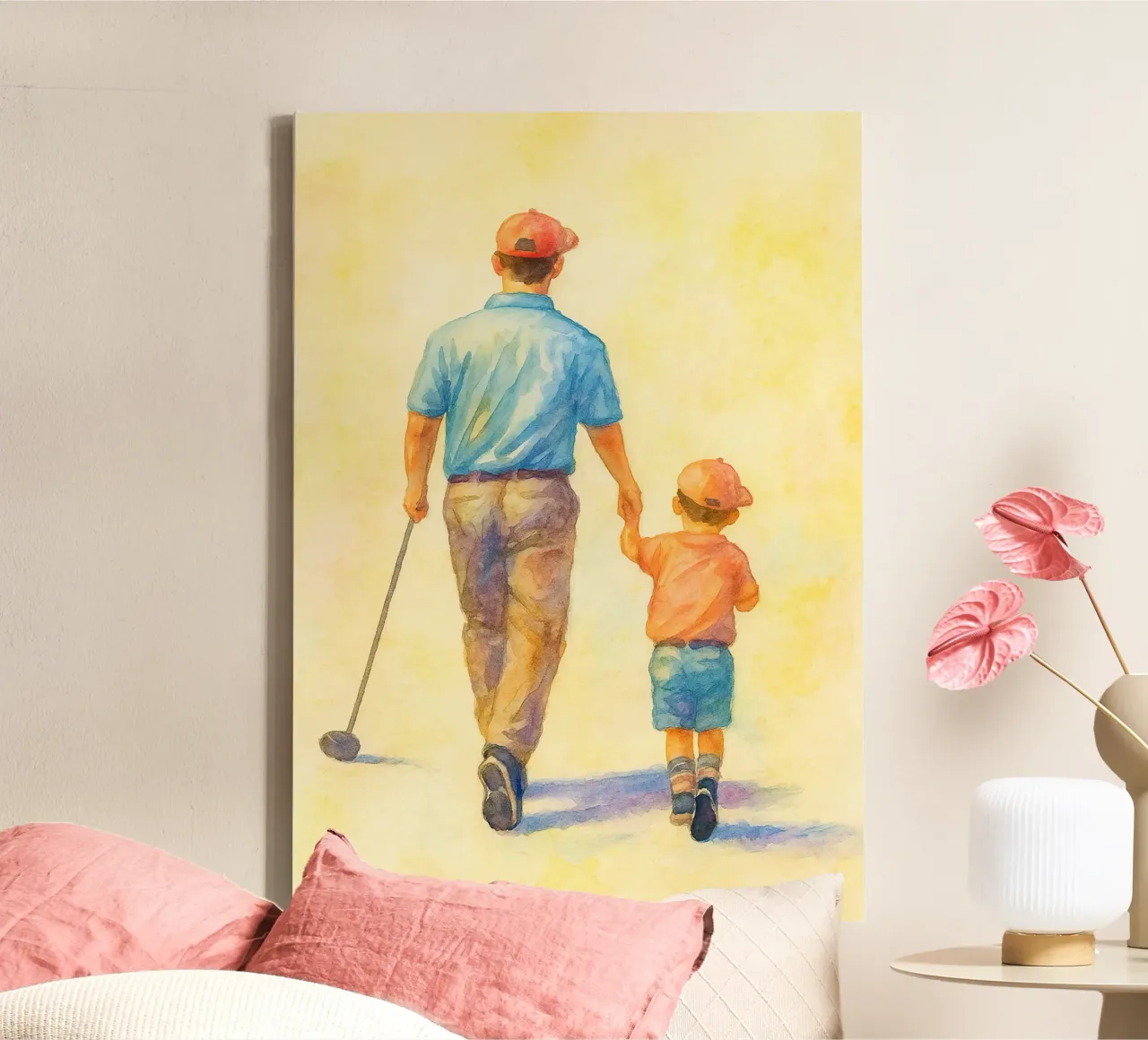 vader n zoon canvas met Baklijst van mompunks