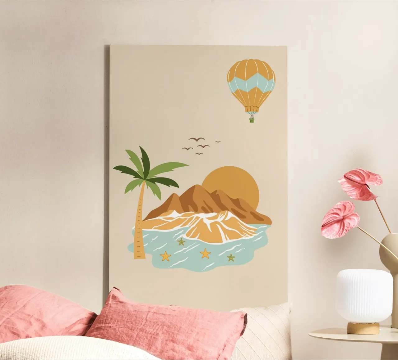 island and balloon tela con Cornice a cassetta da pastel color shape