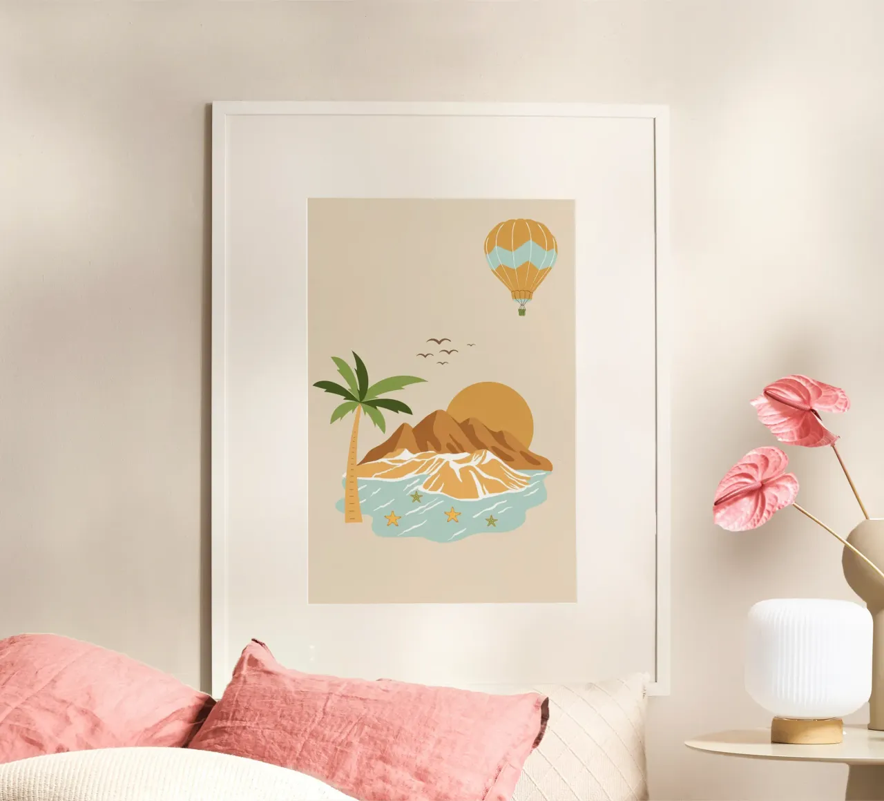 island and balloon poster con telaio in alluminio da pastel color shape