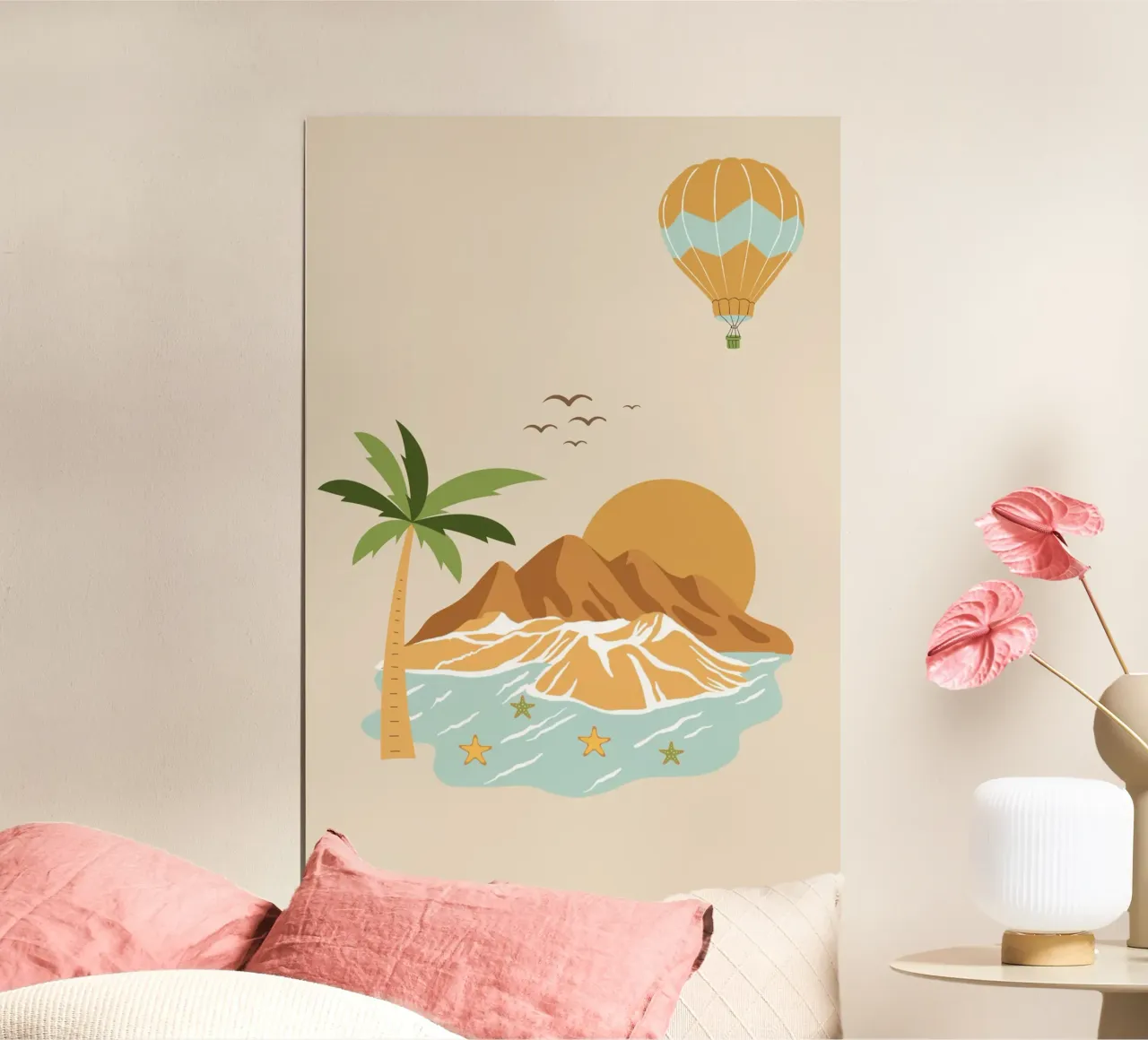 island and balloon poster con telaio in alluminio da pastel color shape