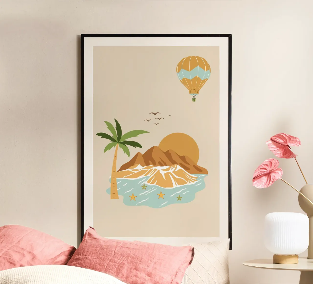 island and balloon poster con telaio in alluminio da pastel color shape