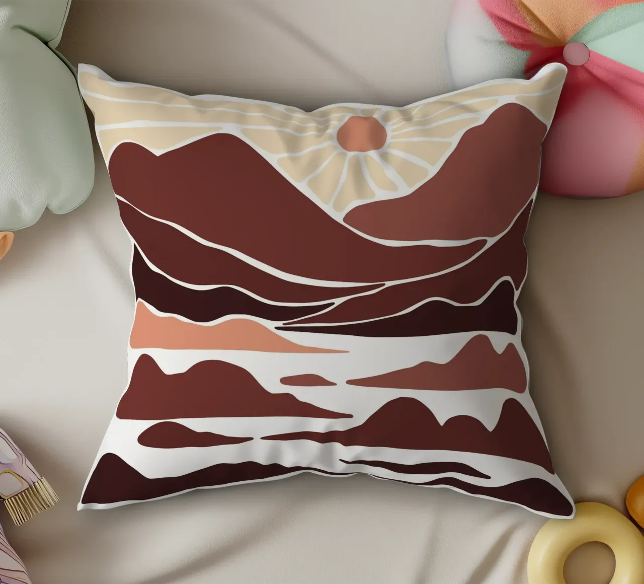 layer of mountain cuscino da pastel color shape