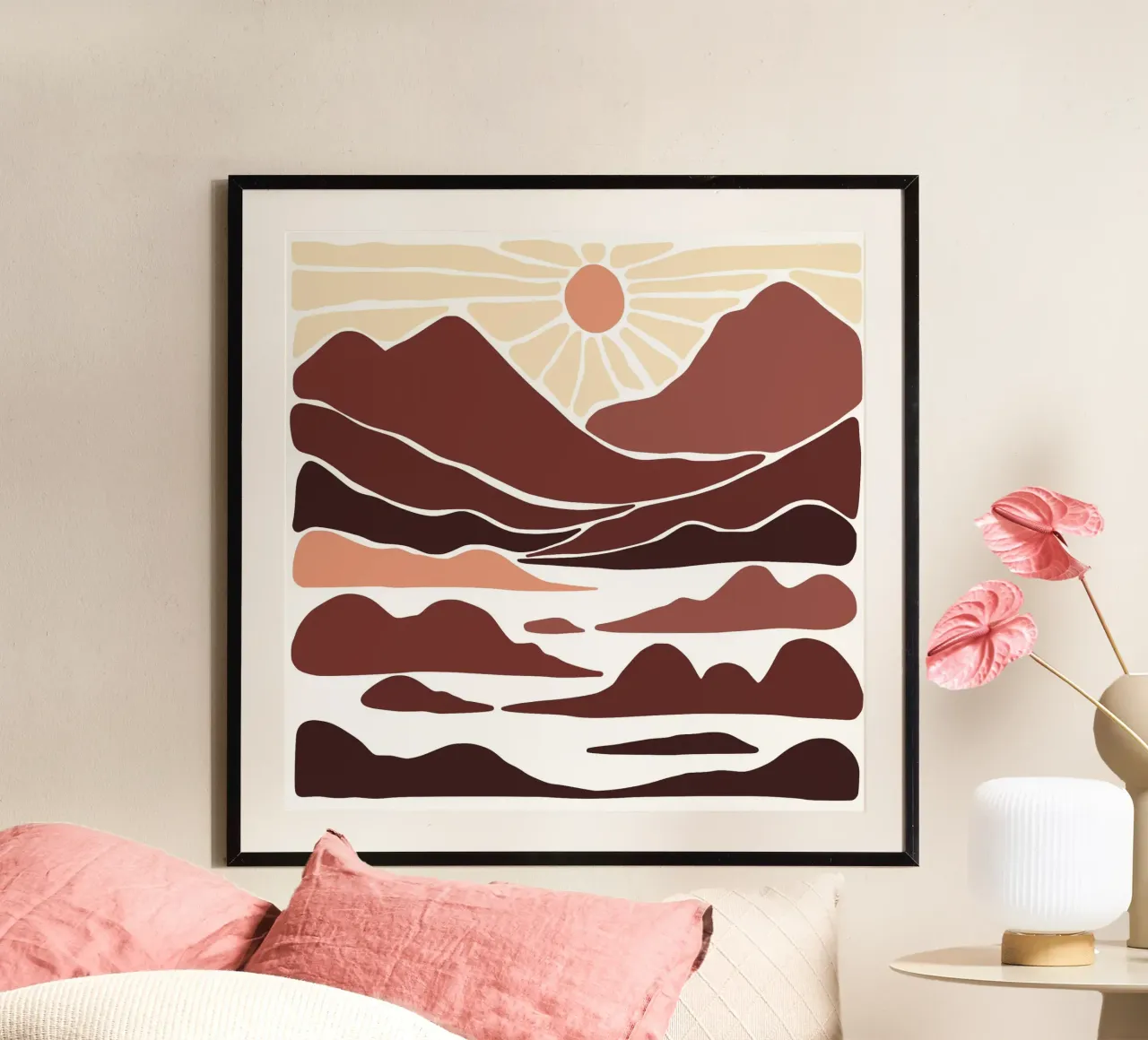 layer of mountain poster con telaio in plastica da pastel color shape