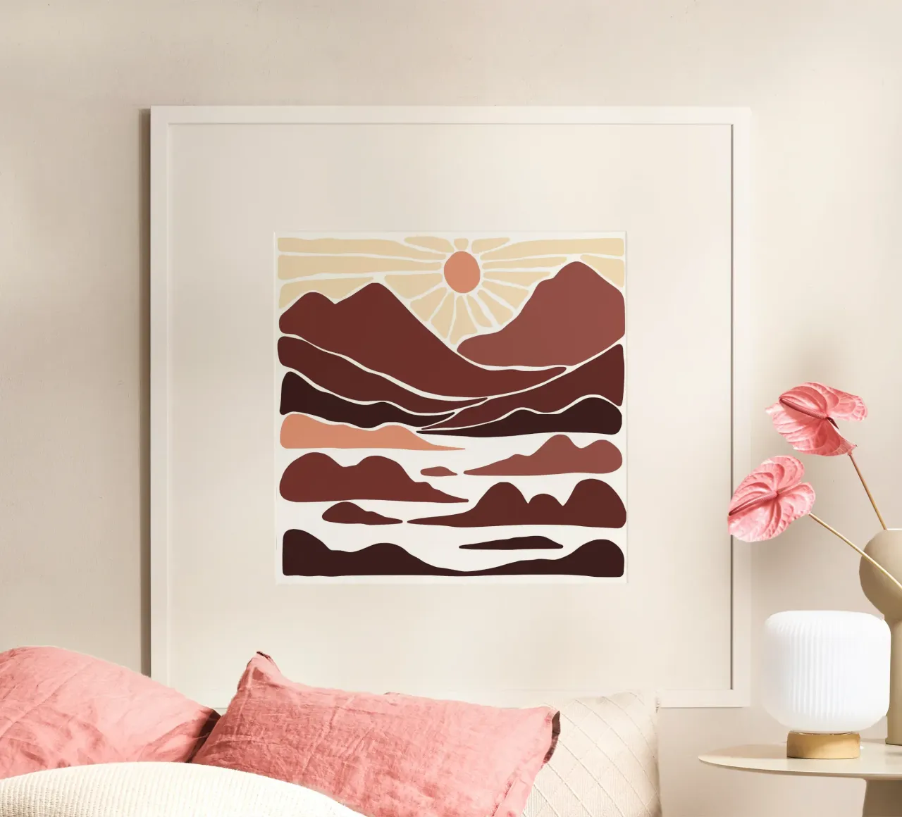 layer of mountain poster con telaio in plastica da pastel color shape