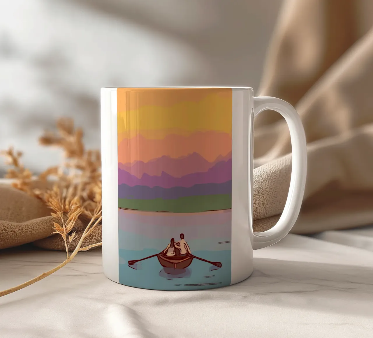 boating in the sunset tazza in ceramica da pastel color shape