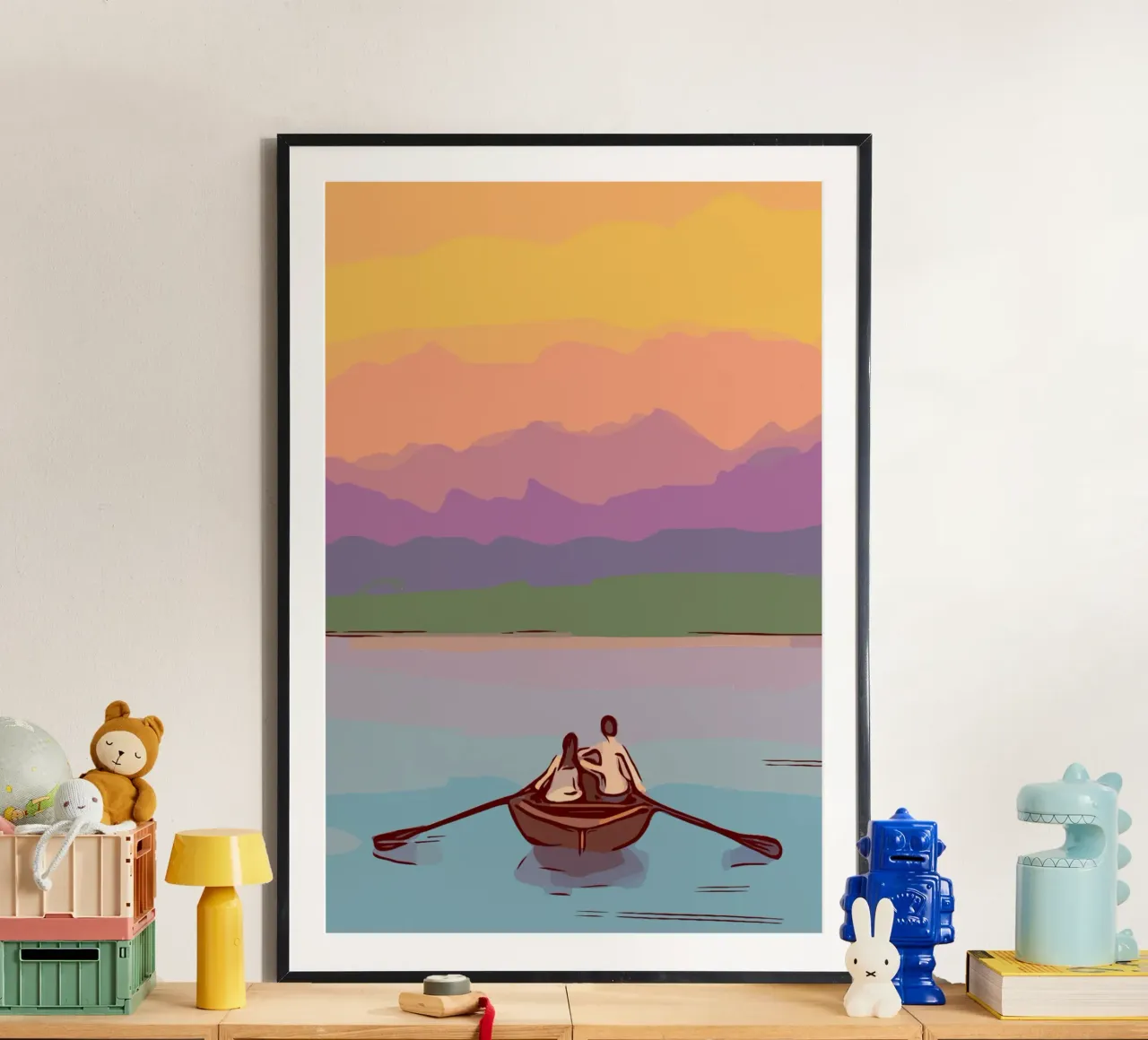 boating in the sunset poster da pastel color shape