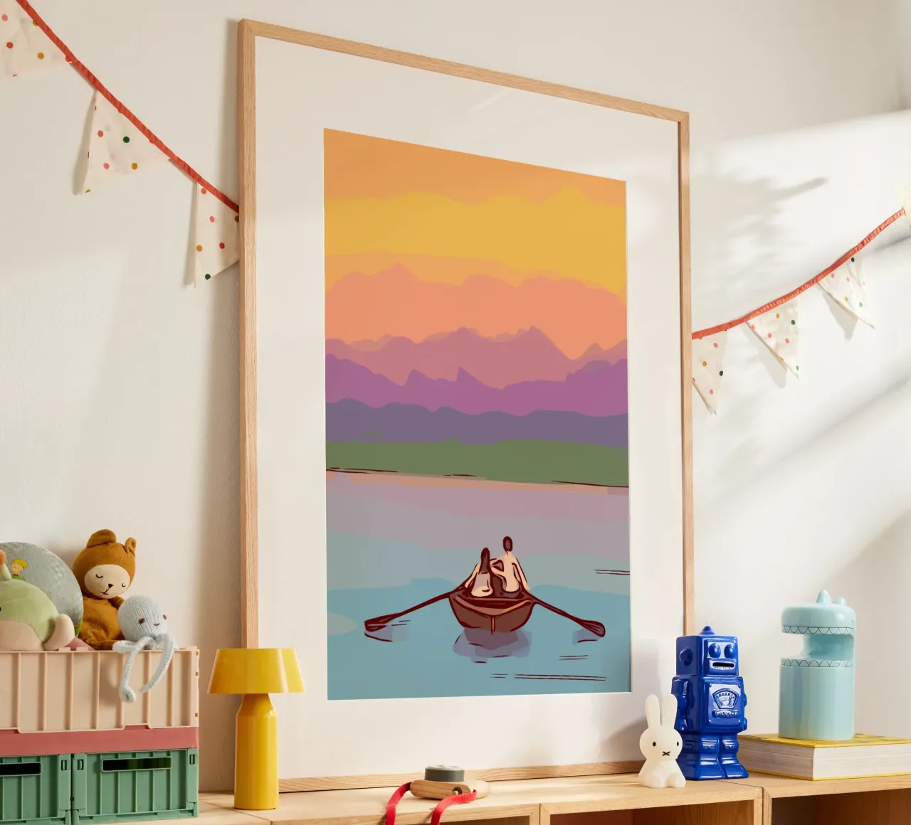 boating in the sunset poster da pastel color shape