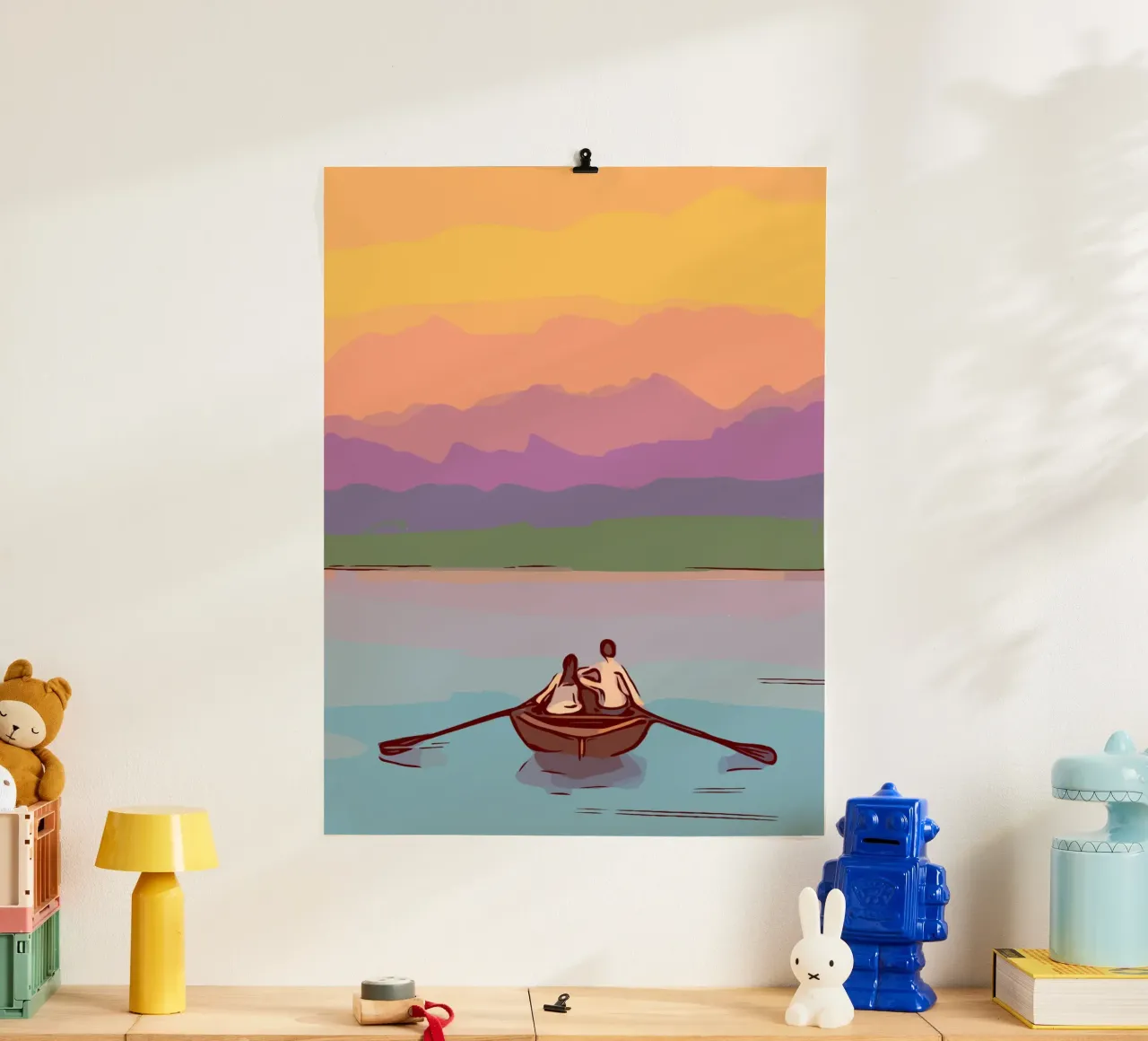 boating in the sunset poster da pastel color shape
