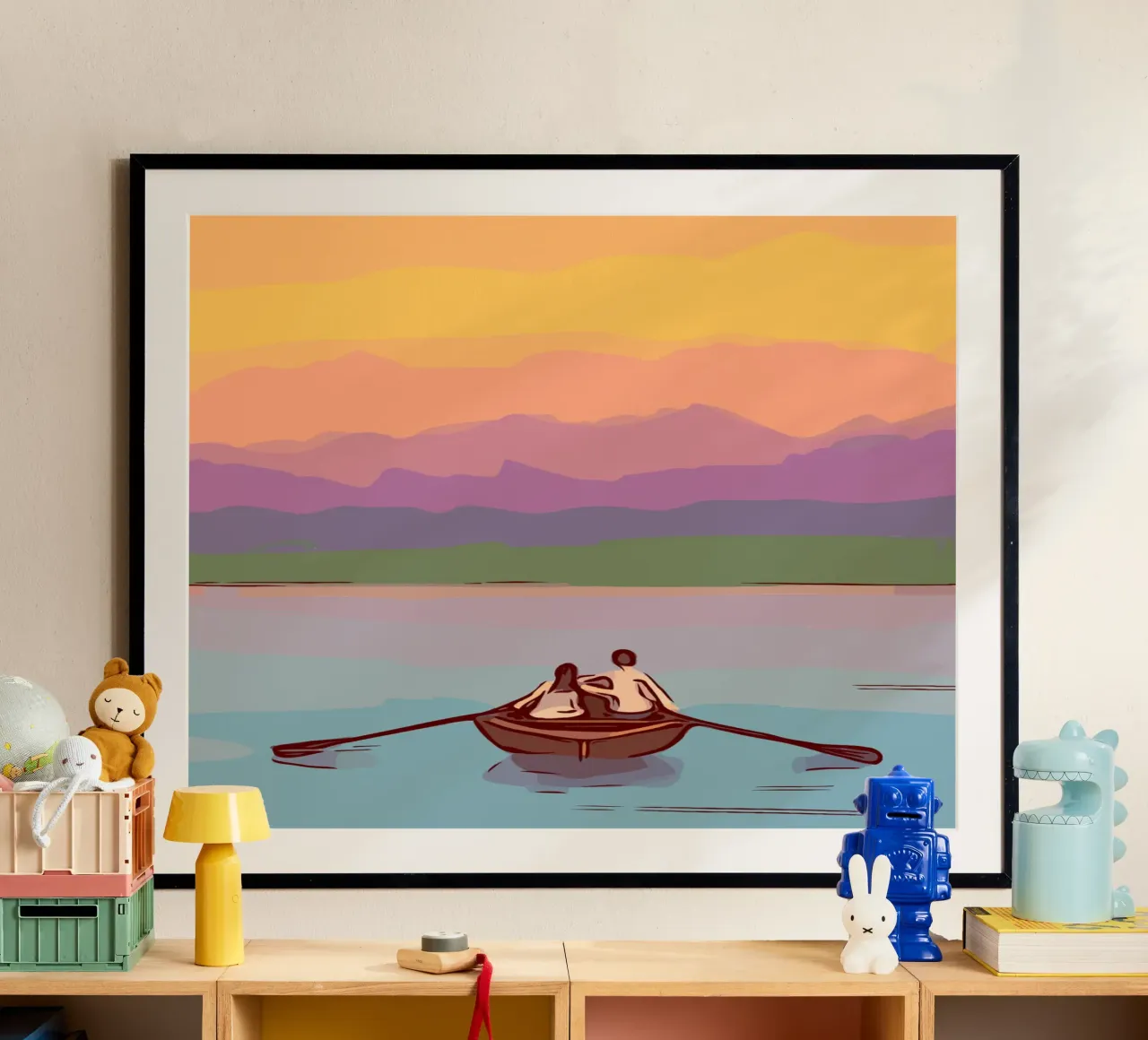 boating in the sunset poster da pastel color shape