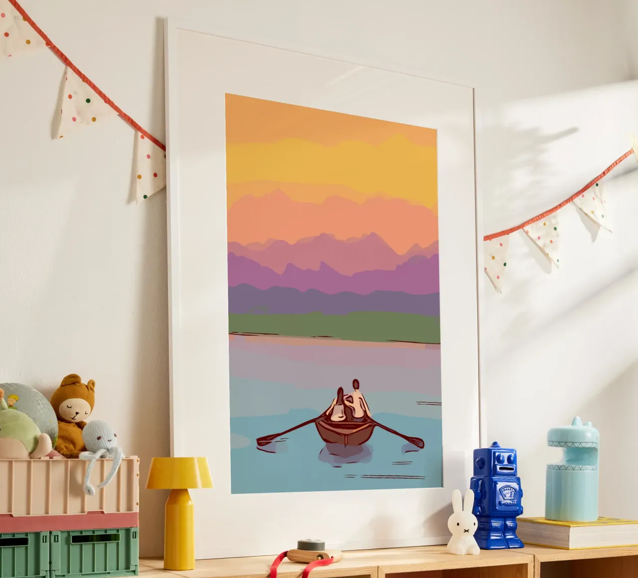 boating in the sunset poster da pastel color shape