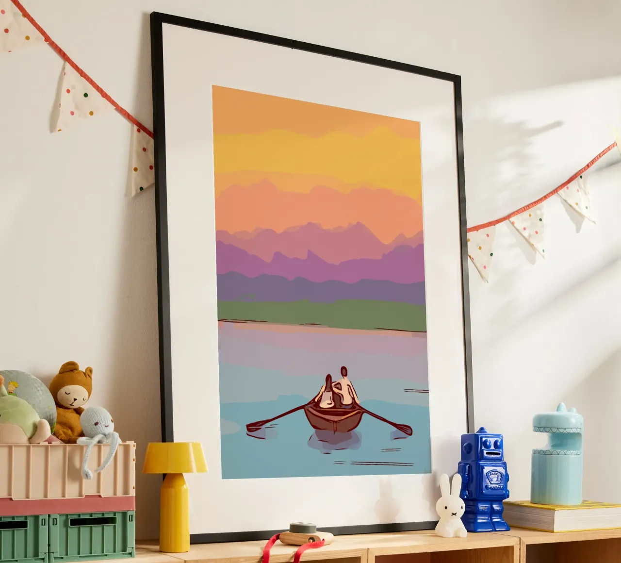 boating in the sunset poster da pastel color shape