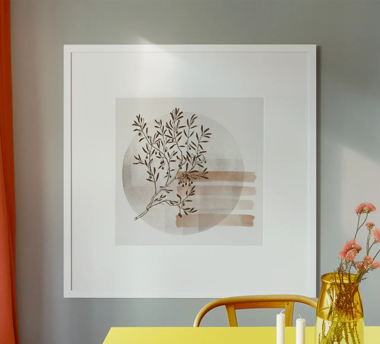 tree in the shadow poster con marco de madera de pastel color shape
