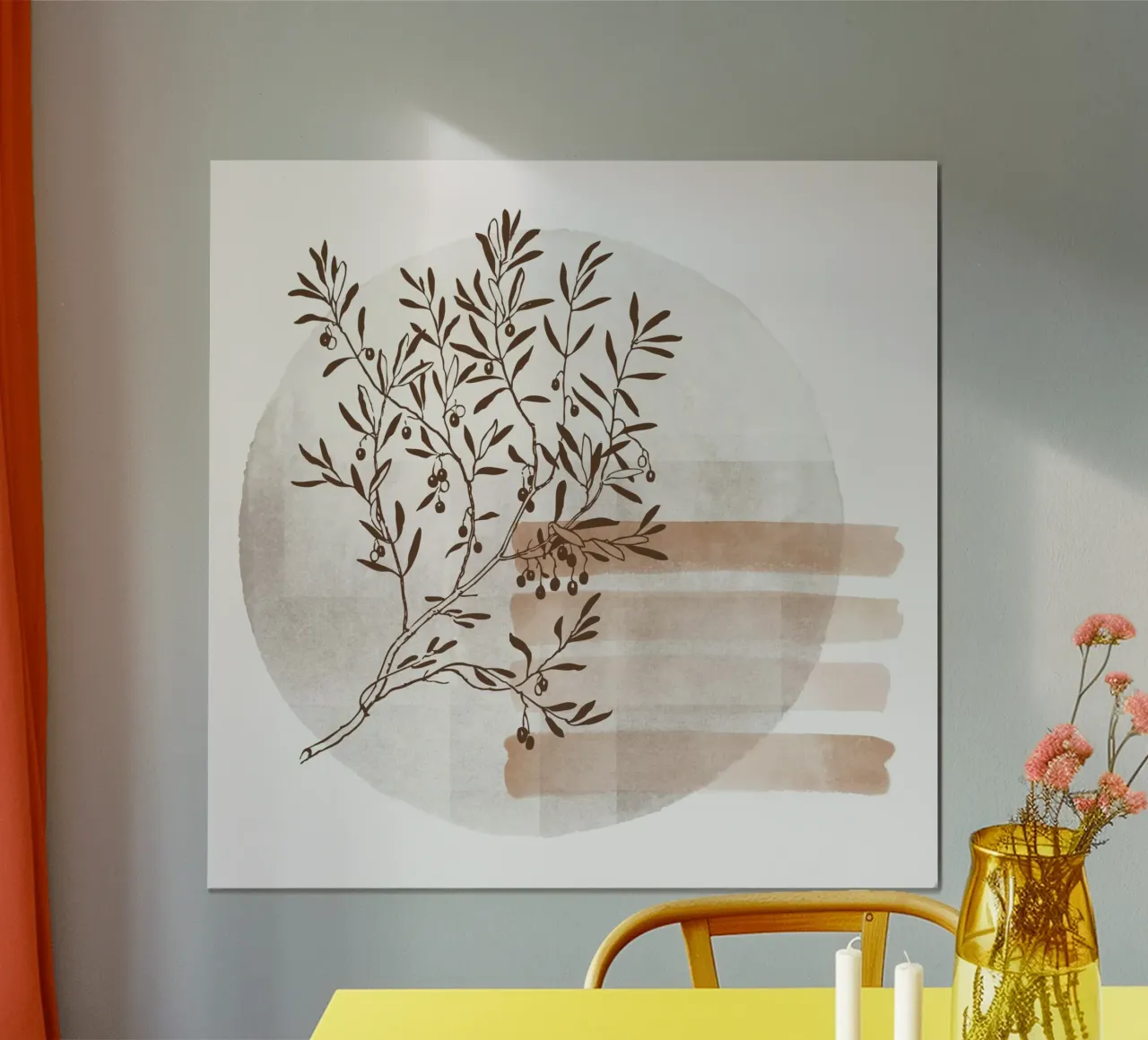 tree in the shadow poster con marco de madera de pastel color shape
