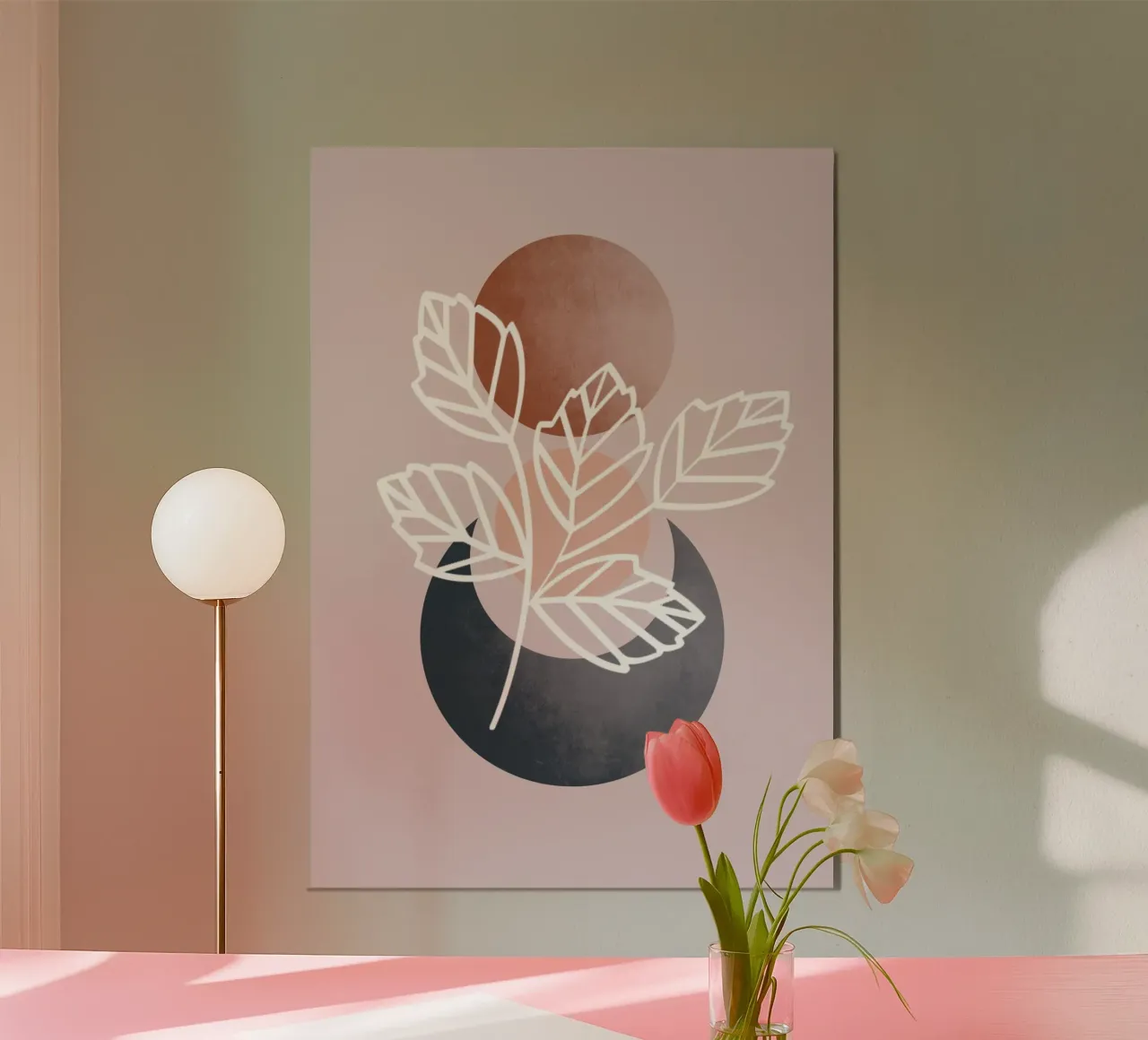 moon and sun poster con telaio in legno da pastel color shape
