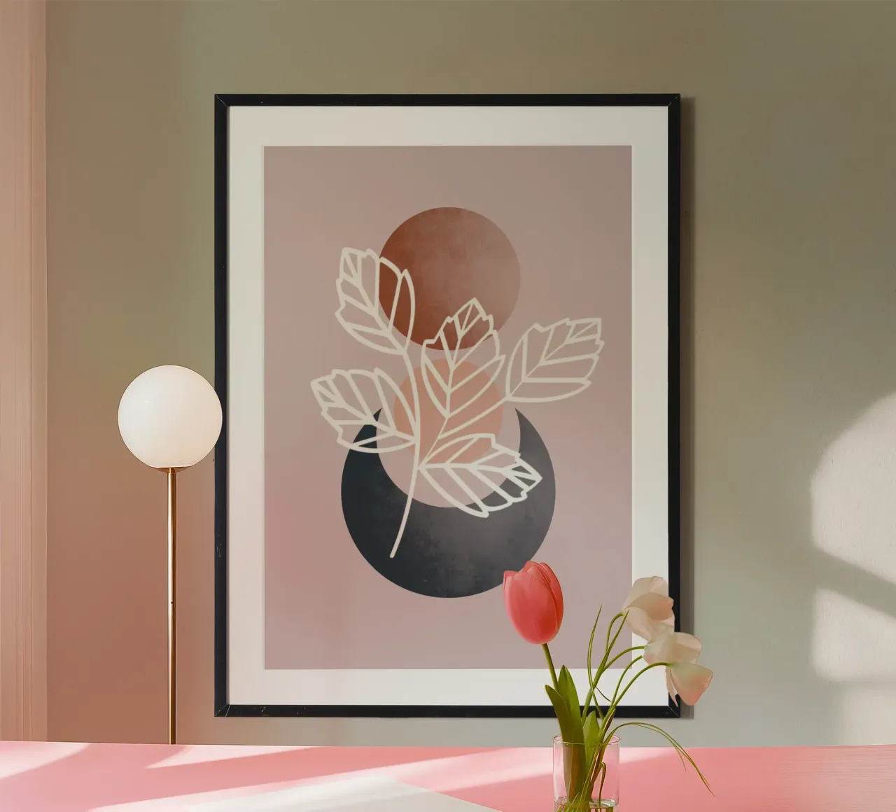 moon and sun poster con telaio in legno da pastel color shape