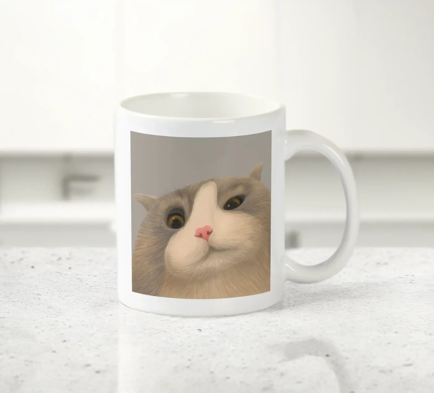 kitty posture ceramic mug by pastel color shape