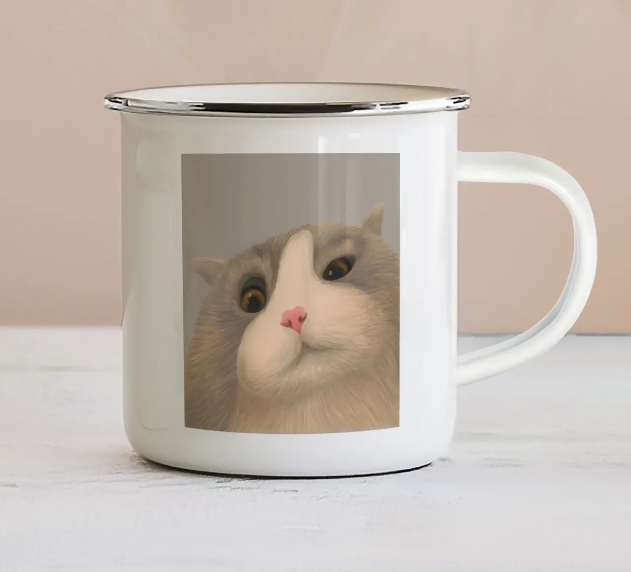 kitty posture tazza in smalto da pastel color shape