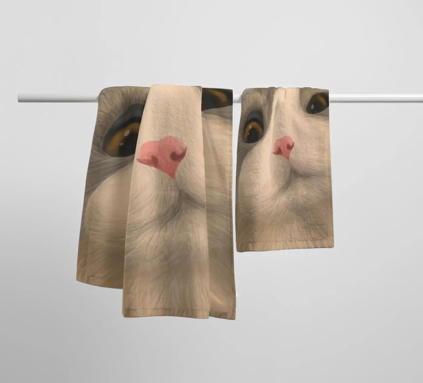 kitty posture badhanddoek van pastel color shape