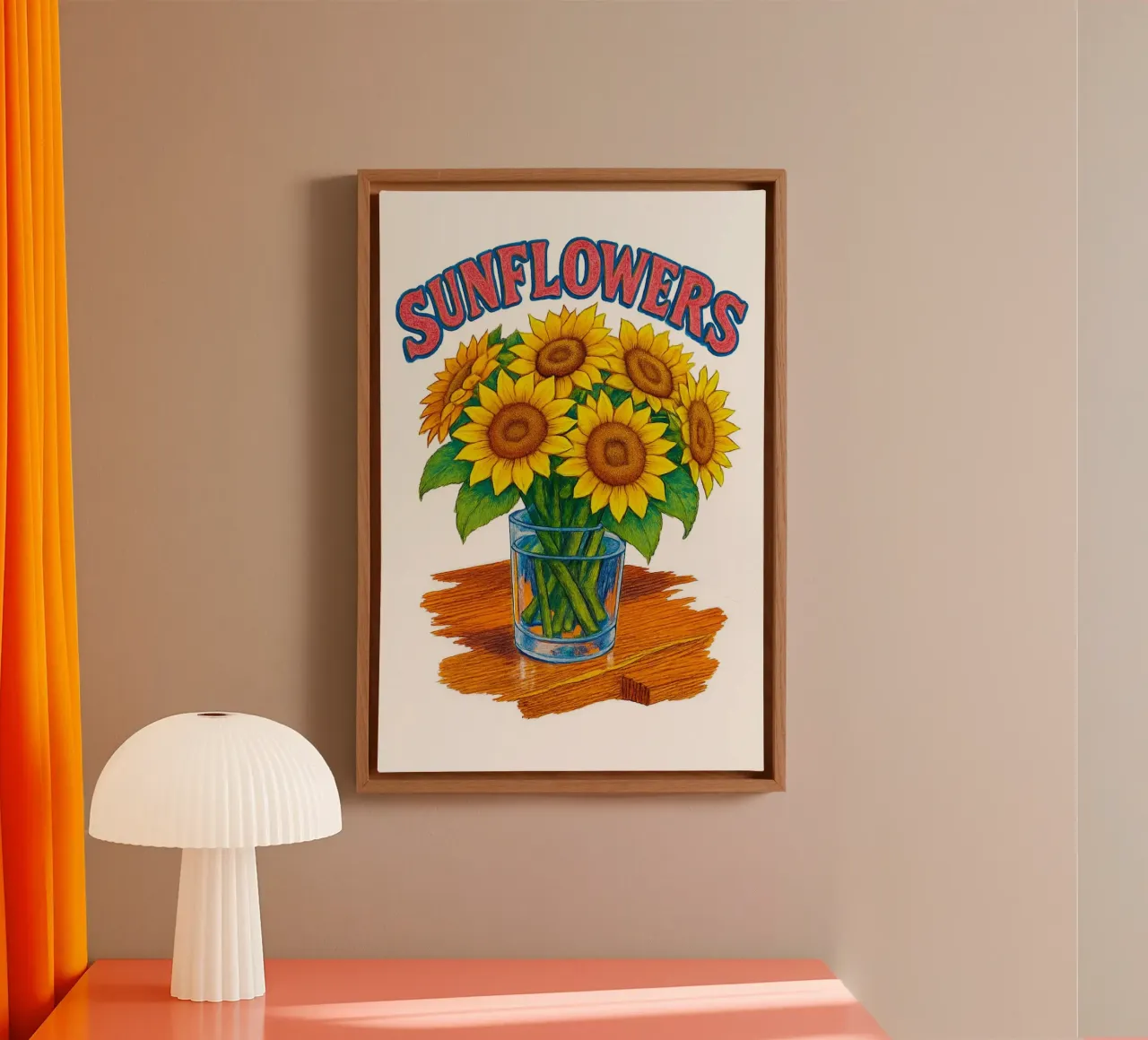 Lebendiger Sonnenschein-Blumenstrauß: Eine realistische Farbstift-Zeichnung Leinwand mit Schattenfugenrahmen von inspirational quote