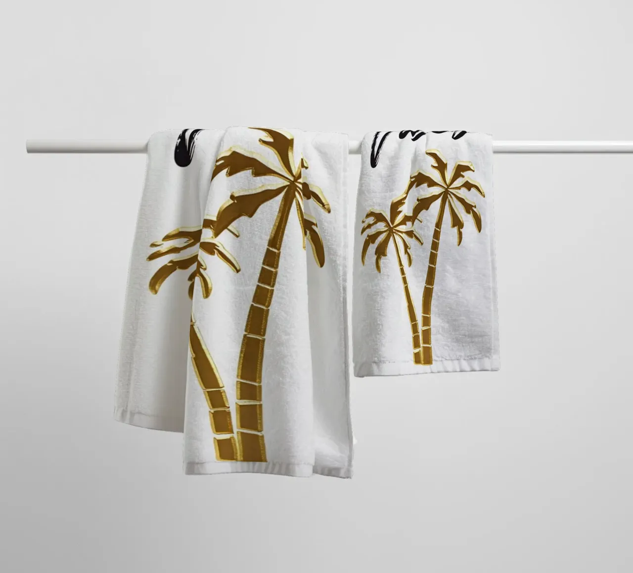 Gold Palm Trees Art Print - Hand-Drawn Cursive & Modern Lett towel by inspirational quote