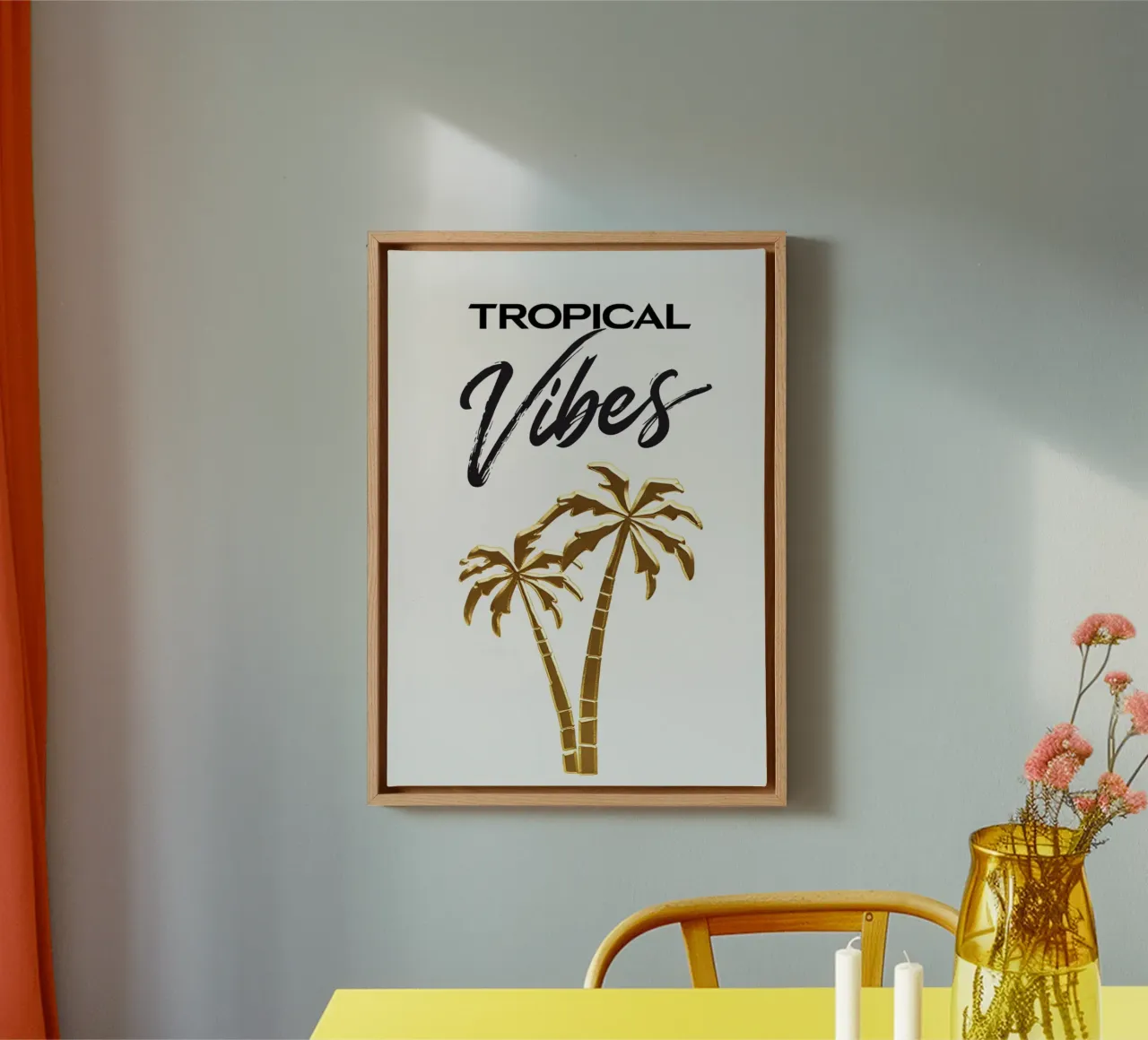 Gold Palm Trees Art Print - Hand-Drawn Cursive & Modern Lett canvas by inspirational quote